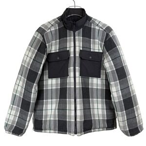 Outerknown EVOLUTION PLAID Reversible BLANKET Jacket Men Medium Grey Organic